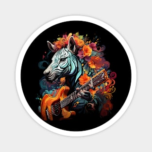 Zebra Playing Guitar Magnet